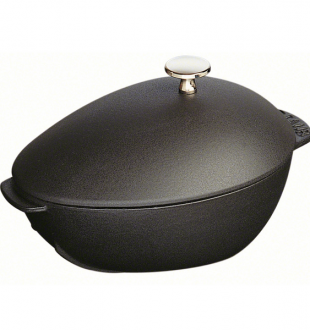 Кастрюля для мидий с никелированной ручкой, черная 25 см, 2 л 