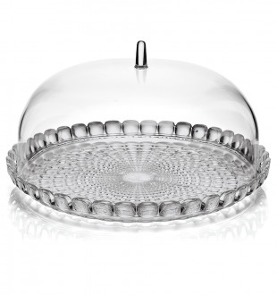 Блюдо сервировочное с крышкой tiffany, D30 см, серое 