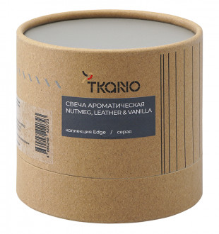 Свеча ароматическая с деревянным фитилём nutmeg, leather & vanilla из коллекции edge, серый, 60 ч 